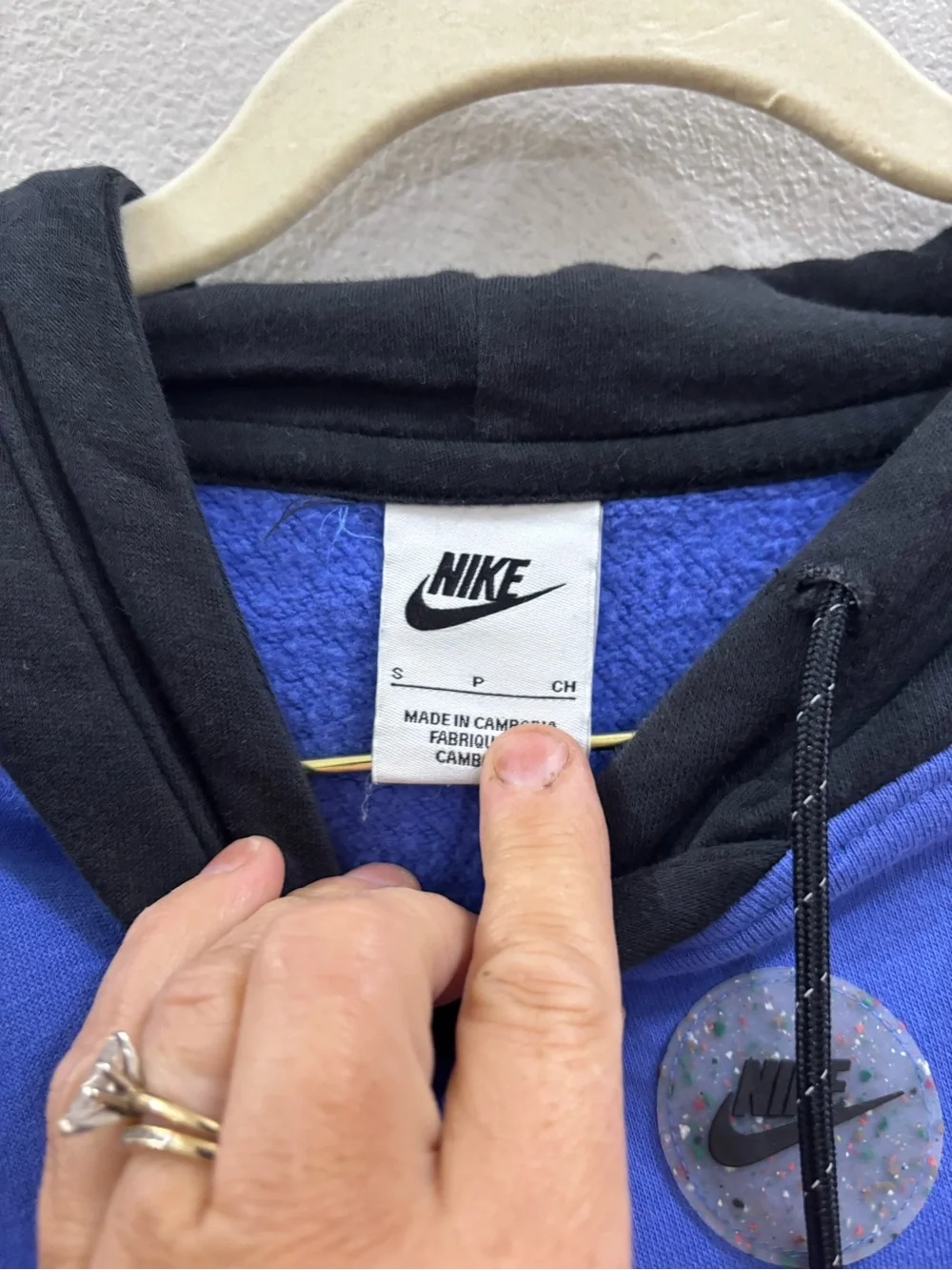 Nike Light Blue Hoodie with Mustard Pockets size small